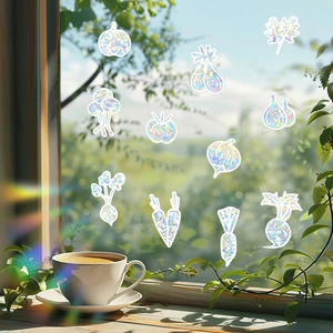 Rainbow prism window stickers with vegetable patterns for garden style home decoration