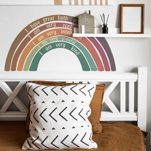 Boho Morandi Rainbow Wall Stickers With Inspirational Affirmations Removable PVC Wall Decals For Kids Nursery Room Home Decor