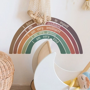 Morandi rainbow wall decal with motivational quotes for kids bedroom decor