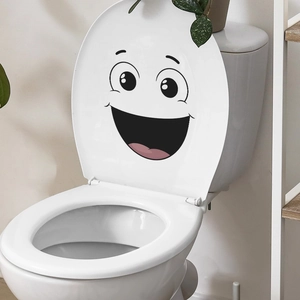 Funny Cartoon Laughing Face Expression Toilet Sticker Waterproof PVC Removable Wall Decal For Bathroom Home Decor Stickers