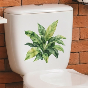 Realistic tropical green leaf sticker decor for bathroom toilet tank decoration