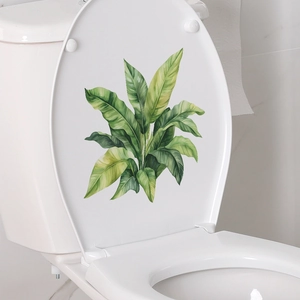 Tropical green banana leaf decals for bathroom toilet seat decoration in waterproof PVC
