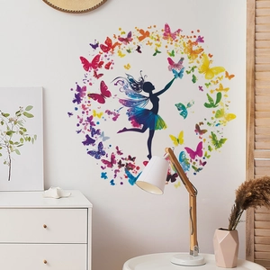 Colorful butterfly fairy wall sticker for bedroom and living room home wall decor