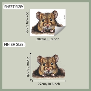 3D realistic brown mouse wall sticker dimensions for bedroom home decor size guide