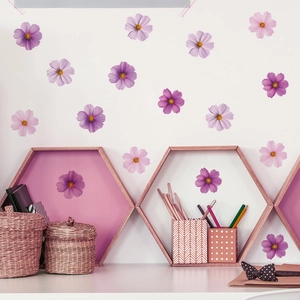 Stickers muraux fleurs de cosmos violettes pour déco DIY chambre et salon chic