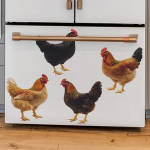 Realistic farm rooster and hen wall stickers for kitchen or refrigerator decoration