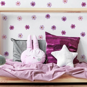 Sticker Mural Moderne en PVC Fleur de Cosmos Violet Amovible DIY Décor de Fond Esthétique pour Salon Chambre Murale