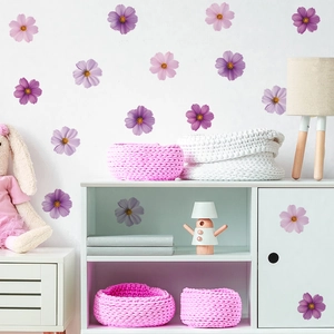 Stickers muraux fleurs persanes violettes pour décoration de chambre et salon