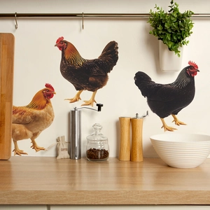 Realistic farm style rooster and hen wall stickers for kitchen home decor decoration