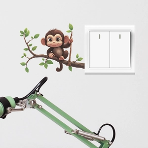 Sticker mural singe rigolo pour interrupteur de chambre d'enfant et décoration