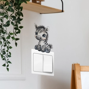 Cute cartoon zebra wall sticker decor for light switch in a cozy home interior setting