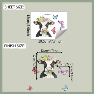 Detailed wall sticker dimensions showing bull head and butterfly decals layout
