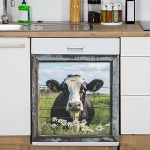 Rustic Country Dairy Cow Daisy Wall Stickers PVC Self Adhesive Decals For Kitchen Dishwasher Refrigerator Fridge Home Decor
