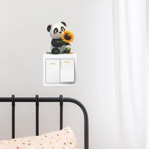Sticker mural panda avec tournesol pour décoration d'interrupteur de chambre d'enfant