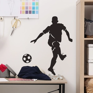Football Player Silhouette Wall Sticker Soccer Sports Theme Black Vinyl Wall Decal For Bedroom Living Room Home Decoration