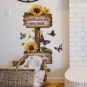Inspirational Sunflower Butterfly Wall Decals PVC Self Adhesive Flower Wall Stickers For Bedroom Living Room Decor Wall