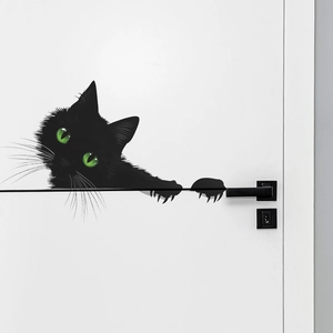 Cute Peeking Black Cat Wall Stickers Waterproof Removable PVC Art Decals For Bedroom Living Room Mirror Cabinet Home Decor