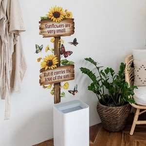 Inspirational sunflower and wooden sign wall decals with butterflies for home decoration