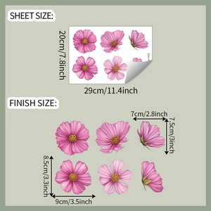 Spécifications détaillées des dimensions des stickers muraux fleurs de cosmos roses