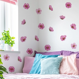 Stickers Muraux DIY Fleurs de Cosmos en PVC Autocollants Décalcomanies Florales pour Salon Chambre Décoration de Fond de Maison