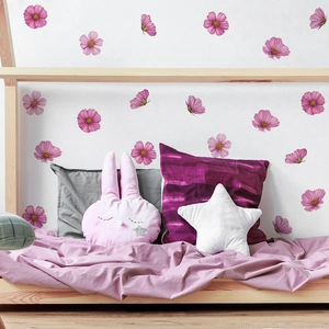 Stickers muraux fleurs de cosmos roses pour décoration de chambre et salon chaleureux