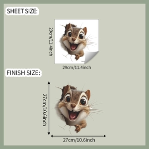 Detailed sheet size 29x29cm and finish size 27x27cm for squirrel wall sticker