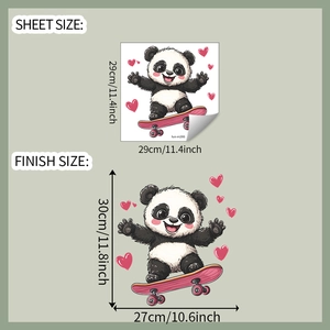 Detailed sheet size 29x29cm and finish size 30x27cm for cartoon panda wall sticker