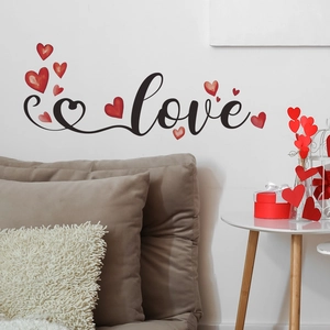 Romantic Love Heart Wall Sticker DIY PVC Self Adhesive Decal For Valentine Day Bedroom Living Room Entrance Background Decor