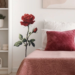 Romantic red rose wall stickers for bedroom home decor featuring realistic blooming flowers