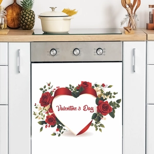 Valentine's Day floral heart magnet decal for kitchen dishwasher or oven door decoration