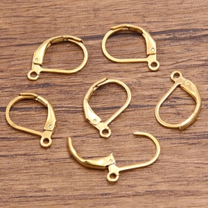 Set of 6 gold plated stainless steel leverback earring hooks for DIY jewelry making