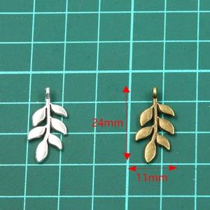 Set aus 11x24mm Silber- und Bronzelegierung Blattanhänger für DIY Halsketten und Armbänder