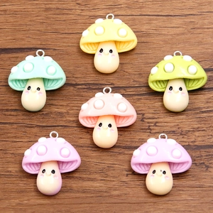 Cute Resin Mushroom Charms Polka Dot Smiley Face Pendants For DIY Jewelry Making Keychain Phone Case Accessories Women Gift