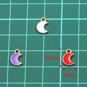 6x10mm Mondsichel Emaille Anhänger in Goldlegierung für DIY-Schmuckherstellung