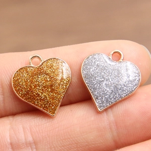 Ciondoli a forma di cuore con glitter oro e argento per la creazione di gioielli fai-da-te