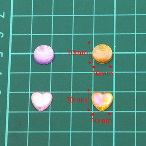 DIY colorful acrylic shell heart patches in gradient purple and orange metal finish