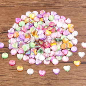 Gradient pearlescent heart and shell acrylic charms for DIY jewelry and hair accessories
