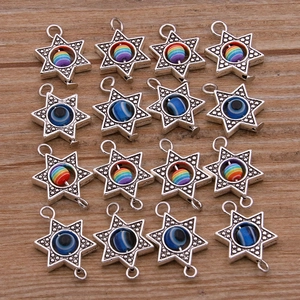 DIY Zinc Alloy Evil Eye Charms And Pentagram Star Connectors Jewelry Making For Necklaces Bracelets Accessories Women