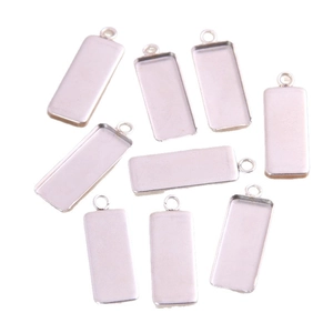 Rectangle stainless steel pendant trays with hanging loops for DIY jewelry making