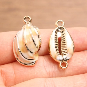 Golden acrylic starfish and conch charms with shell texture for DIY jewelry making