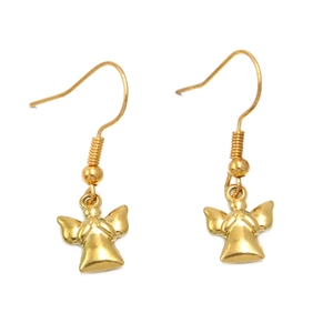 Set de pendientes de alas de ángel en acero inoxidable 304 dorado sobre fondo blanco