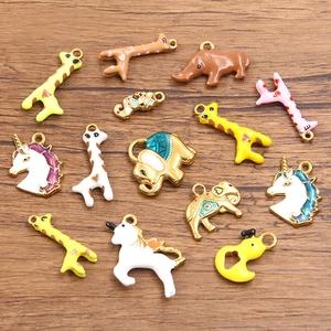 3D Animal Shape Stainless Steel Pendants Drip Oil Enamel Charms Gold Plated Giraffe Elephant Horse Duck For DIY Jewelry