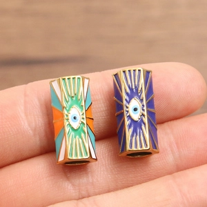 Colorful 9x20mm stainless steel evil eye cylindrical beads for DIY jewelry making