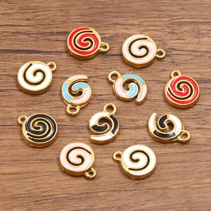 Ciondoli in Acciaio Inossidabile 304 Placcato Oro Sottovuoto Smalto Spirale Numero 9 per Accessori Creazione Gioielli DIY