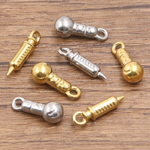 304 Edelstahl Spritze Mikrofon Anhänger Vakuumvergoldet Silber DIY Schmuckherstellung Anhänger Für Halskette Armband Zubehör