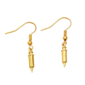 Goldene Ohrhänger aus 304 Edelstahl im Spritzendesign mit strukturierten Details