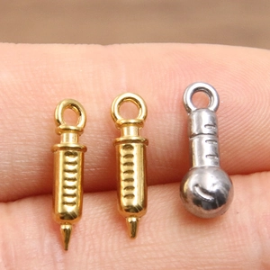 304 Edelstahl Spritze Gold und Silber Birne Anhänger für DIY Schmuckherstellung Zubehör