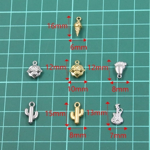 304 stainless steel gold and silver charms in ice cream, cactus and guitar shapes