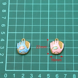 304 stainless steel boxing glove pendants with pink and blue enamel plating