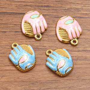 Enamel boxing glove pendants in pink and blue for DIY jewelry making and sports accessories